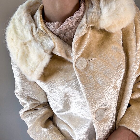 Vintage Mink Collar 3/4" Coat in Cream Size small - Picture 5 of 10